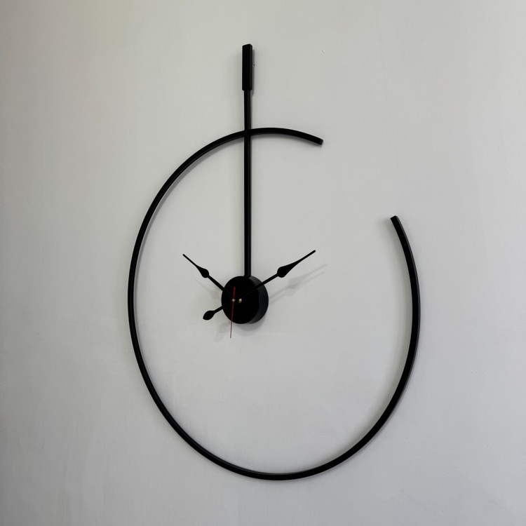 ساعت دیواری فلزی مدرن مشکی | موتور آرامگرد تایوانی | ۵ سال ضمانت